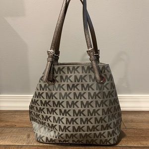 Grey/silver metallic MK tote